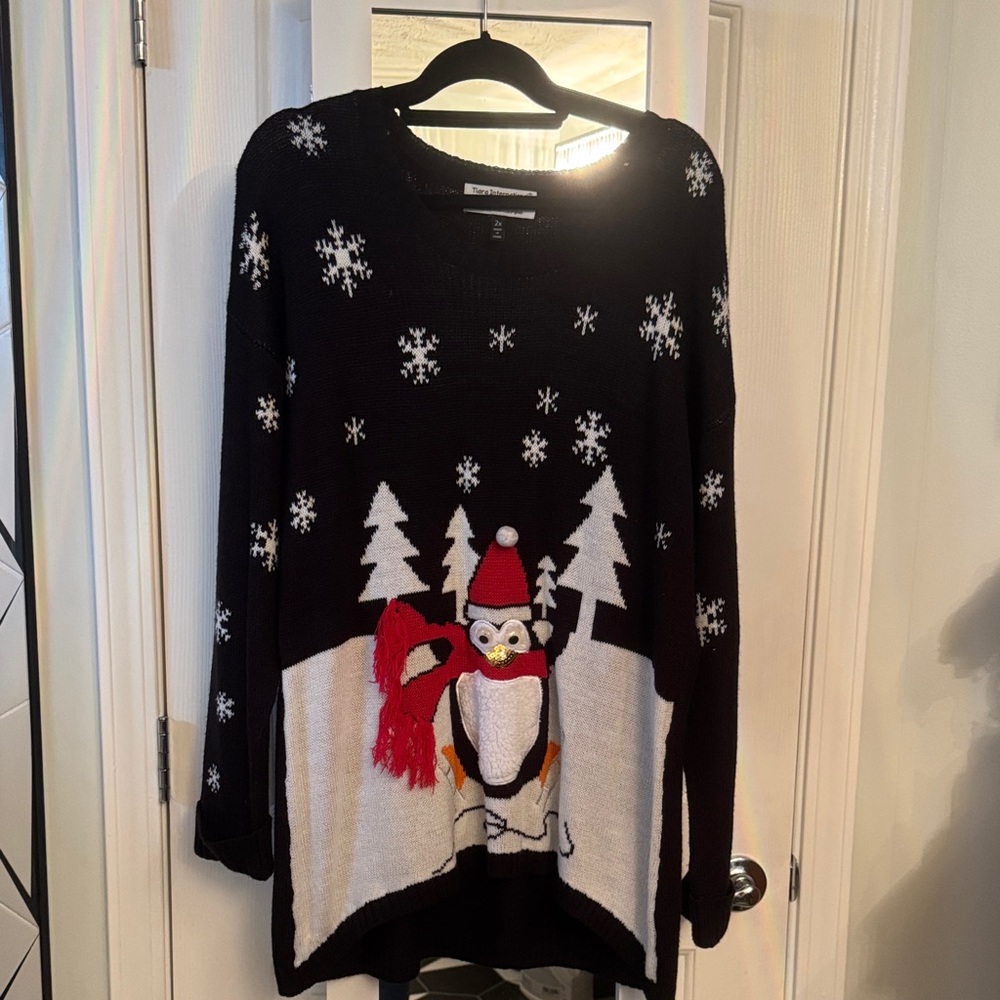 Black Penguin Christmas Sweater Holiday